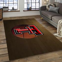 ncaa texas tech red raiders sport basketball and foolball team logo rectangle area rug dark room ttrr26