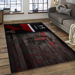 ncaa texas tech red raiders sport basketball and foolball team logo rectangle area rug dark room ttrr27