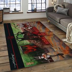 ncaa texas tech red raiders sport basketball and foolball team logo rectangle area rug dark room ttrr28