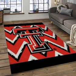 ncaa texas tech red raiders sport basketball and foolball team logo rectangle area rug dark room ttrr29