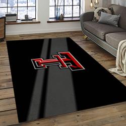 ncaa texas tech red raiders sport basketball and foolball team logo rectangle area rug dark room ttrr33