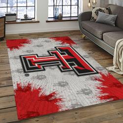 ncaa texas tech red raiders sport basketball and foolball team logo rectangle area rug dark room ttrr35