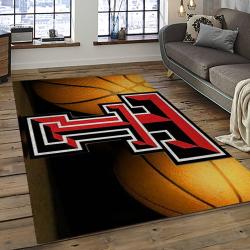 ncaa texas tech red raiders sport basketball and foolball team logo rectangle area rug dark room ttrr36