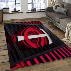 ncaa texas tech red raiders sport basketball and foolball team logo rectangle area rug dark room ttrr40