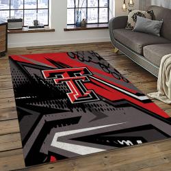 ncaa texas tech red raiders sport basketball and foolball team logo rectangle area rug dark room ttrr41