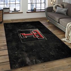 ncaa texas tech red raiders sport basketball and foolball team logo rectangle area rug dark room ttrr42