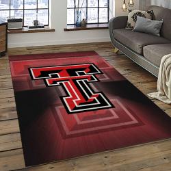 ncaa texas tech red raiders sport basketball and foolball team logo rectangle area rug dark room ttrr43