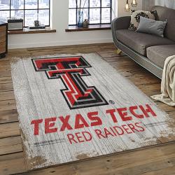 ncaa texas tech red raiders sport basketball and foolball team logo rectangle area rug dark room ttrr47