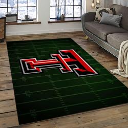 ncaa texas tech red raiders sport basketball and foolball team logo rectangle area rug dark room ttrr49
