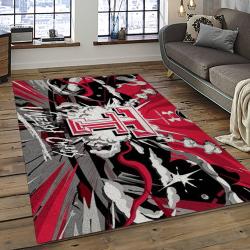 ncaa texas tech red raiders sport basketball and foolball team logo rectangle area rug dark room ttrr53