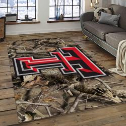 ncaa texas tech red raiders sport basketball and foolball team logo rectangle area rug dark room ttrr54