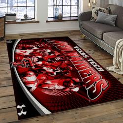 ncaa texas tech red raiders sport basketball and foolball team logo rectangle area rug dark room ttrr57