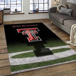 ncaa texas tech red raiders sport basketball and foolball team logo rectangle area rug dark room ttrr58