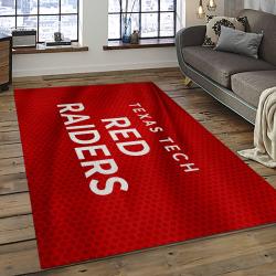 ncaa texas tech red raiders sport basketball and foolball team logo rectangle area rug dark room ttrr61