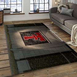 ncaa texas tech red raiders sport basketball and foolball team logo rectangle area rug dark room ttrr63