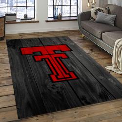 ncaa texas tech red raiders sport basketball and foolball team logo rectangle area rug dark room ttrr64