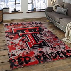 ncaa texas tech red raiders sport basketball and foolball team logo rectangle area rug dark room ttrr65