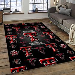 ncaa texas tech red raiders sport basketball and foolball team logo rectangle area rug dark room ttrr66