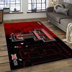 ncaa texas tech red raiders sport basketball and foolball team logo rectangle area rug dark room ttrr68