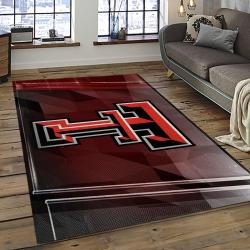 ncaa texas tech red raiders sport basketball and foolball team logo rectangle area rug dark room ttrr71