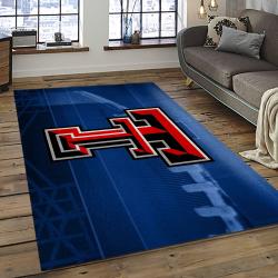 ncaa texas tech red raiders sport basketball and foolball team logo rectangle area rug dark room ttrr72
