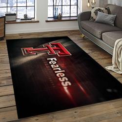 ncaa texas tech red raiders sport basketball and foolball team logo rectangle area rug dark room ttrr74