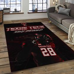 ncaa texas tech red raiders sport basketball and foolball team logo rectangle area rug dark room ttrr76