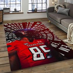 ncaa texas tech red raiders sport basketball and foolball team logo rectangle area rug dark room ttrr77