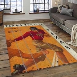ncaa texas tech red raiders sport basketball and foolball team logo rectangle area rug dark room ttrr81