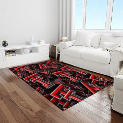 NCAA Texas Tech Red Raiders Sport Basketball And Foolball Team Logo Rectangle Area Rug TTRR34