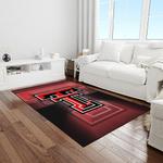 ncaa texas tech red raiders sport basketball and foolball team logo rectangle area rug light room ttrr43