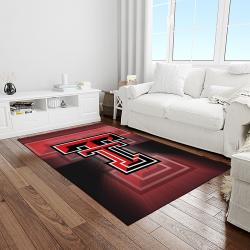 NCAA Texas Tech Red Raiders Sport Basketball And Foolball Team Logo Rectangle Area Rug TTRR43