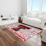 ncaa texas tech red raiders sport basketball and foolball team logo rectangle area rug light room ttrr48