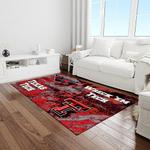 ncaa texas tech red raiders sport basketball and foolball team logo rectangle area rug light room ttrr67