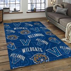 ncaa villanova wildcats sport basketball and foolball team logo rectangle area rug dark room vw04