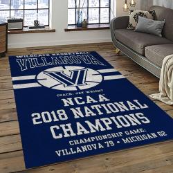 ncaa villanova wildcats sport basketball and foolball team logo rectangle area rug dark room vw13