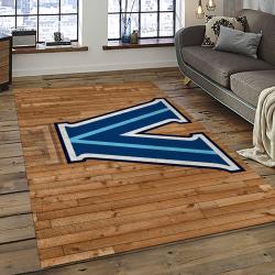 ncaa villanova wildcats sport basketball and foolball team logo rectangle area rug dark room vw19