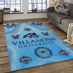 ncaa villanova wildcats sport basketball and foolball team logo rectangle area rug dark room vw20