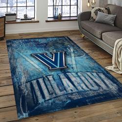 ncaa villanova wildcats sport basketball and foolball team logo rectangle area rug dark room vw25