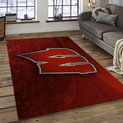 ncaa wisconsin badgers college sport basketball and foolball team logo rectangle area rug dark room wb01