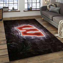 ncaa wisconsin badgers college sport basketball and foolball team logo rectangle area rug dark room wb07