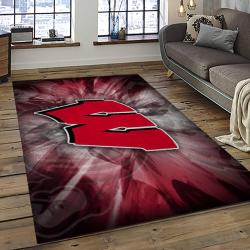 ncaa wisconsin badgers college sport basketball and foolball team logo rectangle area rug dark room wb08