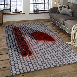 ncaa wisconsin badgers college sport basketball and foolball team logo rectangle area rug dark room wb10