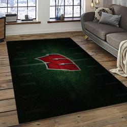 ncaa wisconsin badgers college sport basketball and foolball team logo rectangle area rug dark room wb19