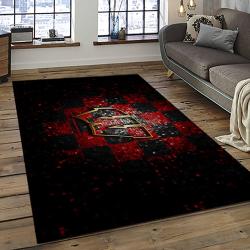 ncaa wisconsin badgers college sport basketball and foolball team logo rectangle area rug dark room wb20