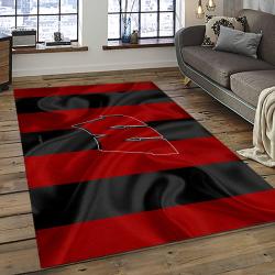 ncaa wisconsin badgers college sport basketball and foolball team logo rectangle area rug dark room wb22