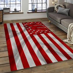 ncaa wisconsin badgers college sport basketball and foolball team logo rectangle area rug dark room wb24