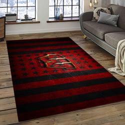 ncaa wisconsin badgers college sport basketball and foolball team logo rectangle area rug dark room wb25