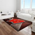 ncaa wisconsin badgers college sport basketball and foolball team logo rectangle area rug light room wb02