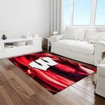 ncaa wisconsin badgers college sport basketball and foolball team logo rectangle area rug light room wb04